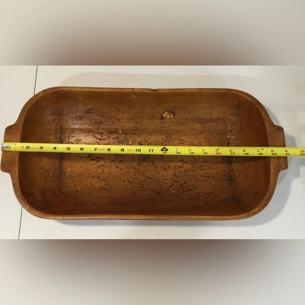 Handcrafted Rustic Wooden Dough Bowl - Brown